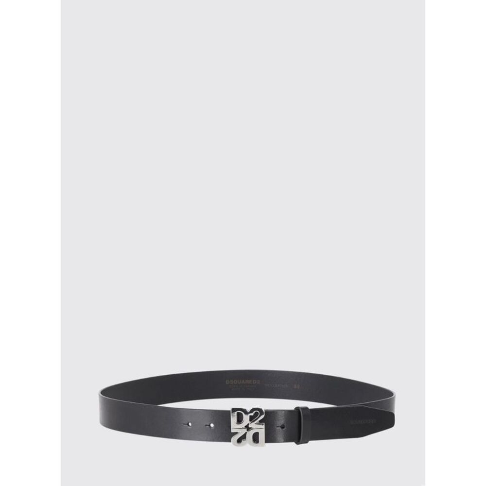 Dsquared2 Men Dsquared2 Smooth Cowhide Leather Belt With Metal Monogram Buckle